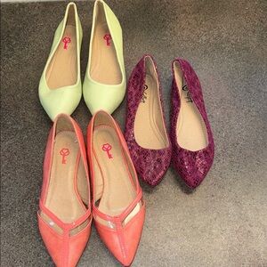 Pink key, lollipop Women's Flats in green, purple, salmon Sz 6 funnel/Racheal x3